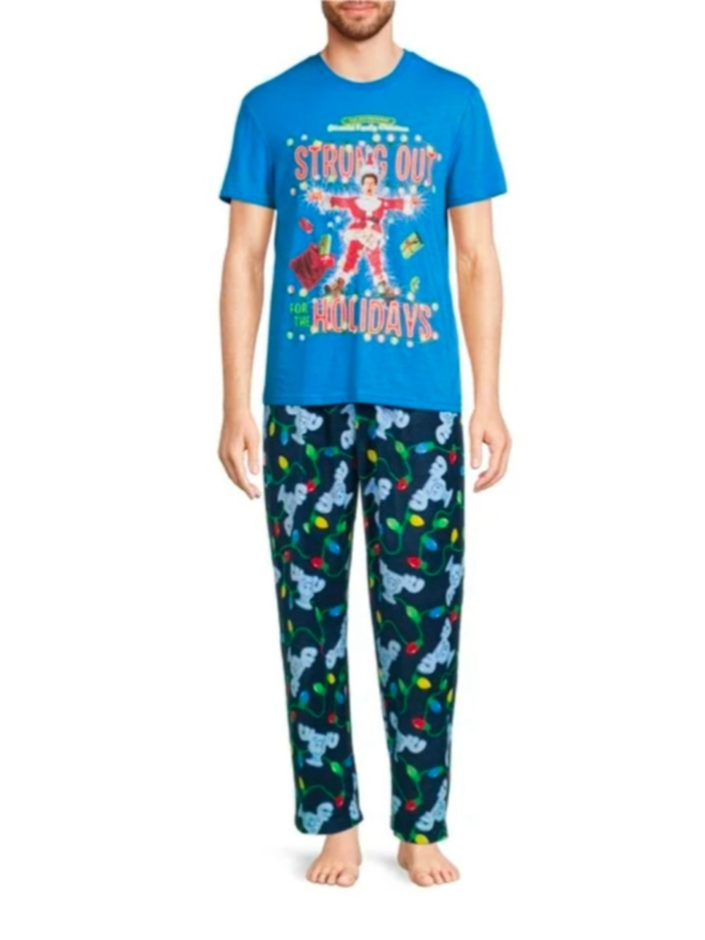 Men's National Lampoon's Christmas Vacation Pajama Set Size L Blue